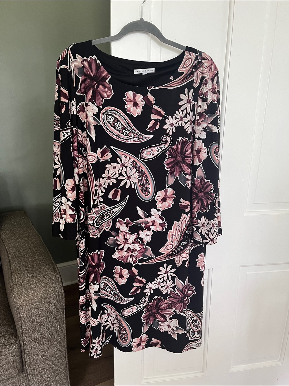 Sandra Darren Paisley Dress XL 3/4 bell sleeves